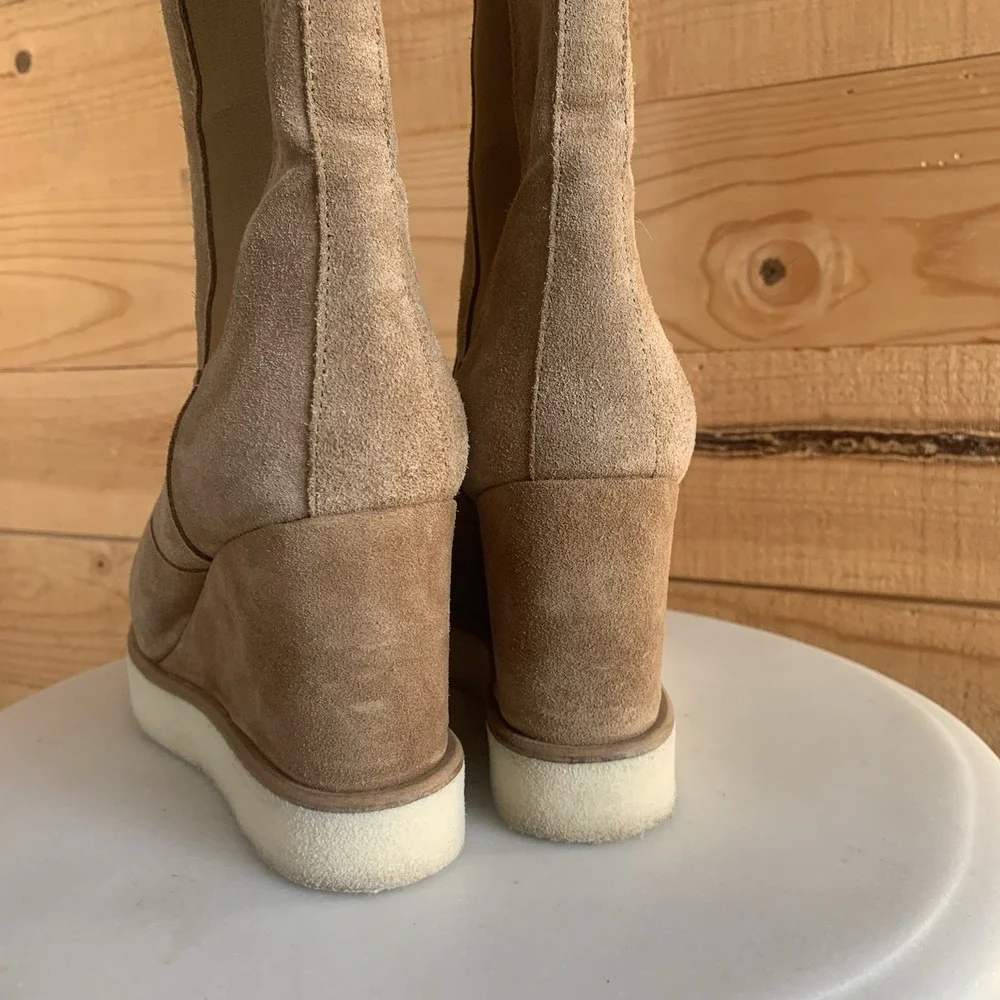 Anthropology Renatta Women's Suede‎ Wedge Chelsea Boots Sz7.5(38) made In Spain
